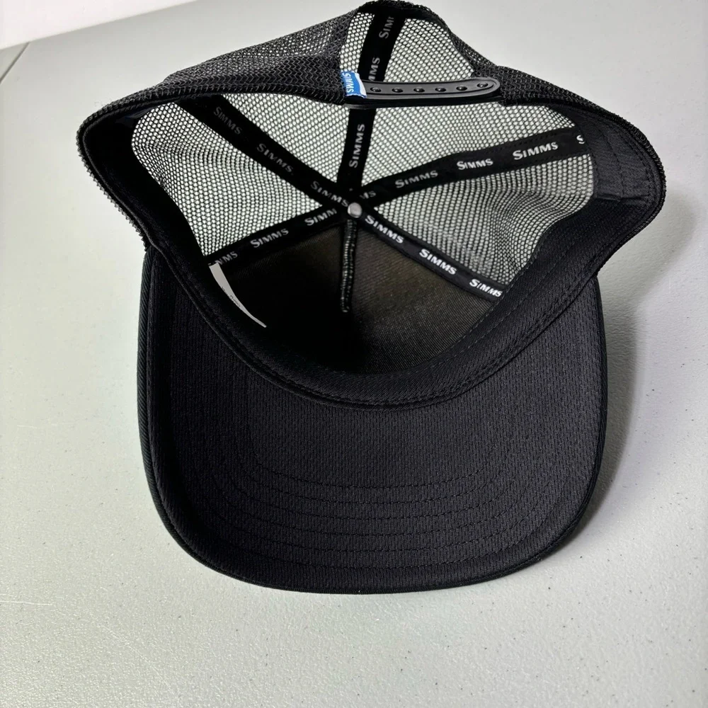 Simms Black Fishing Baseball Hat Cap Snapback Adjustable One Size Cotton Blend